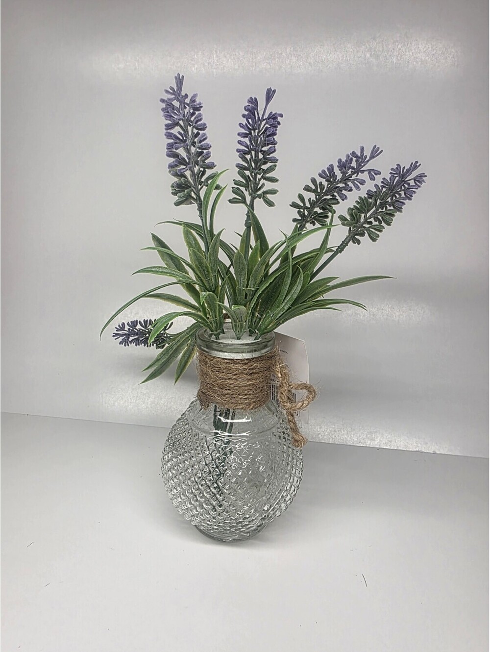 Fake Flowers Artificial Lavender Plant in Glass Vase